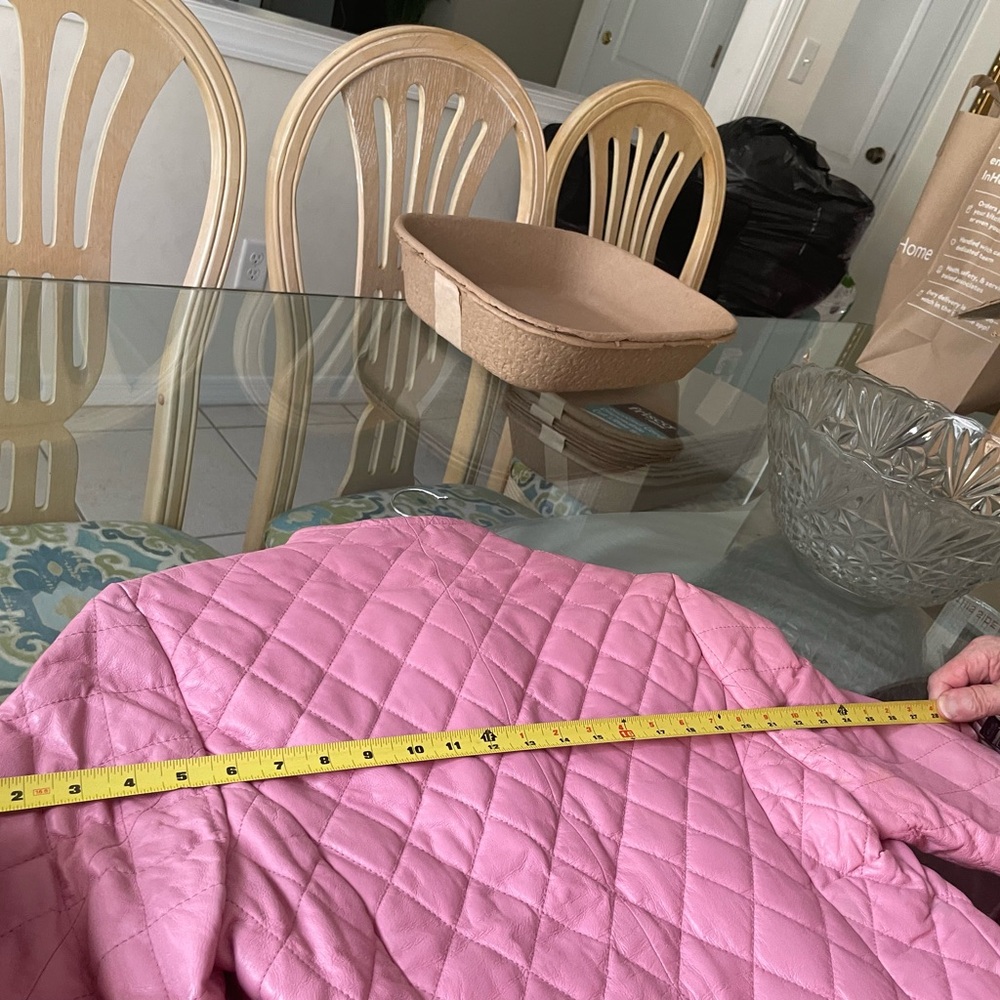 Pink Leather Quilted Jacket Made In Italy